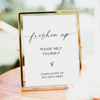Freshen Up Wedding Bathroom Basket Sign