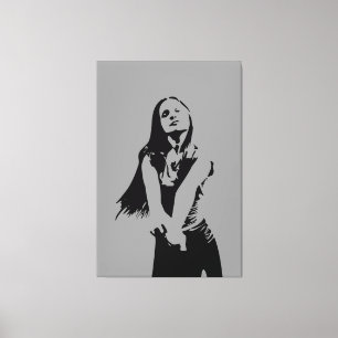 Freshing Black Monochrome Female Silhouette Canvas Print