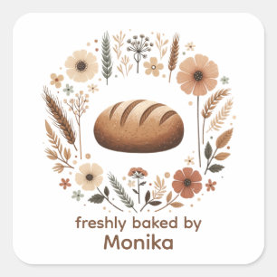 Freshly Baked By Custom Bakery Label   Bread