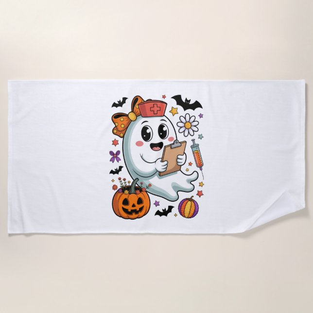 Freshly Boo'd Coffee Halloween Beach Towel (Front)