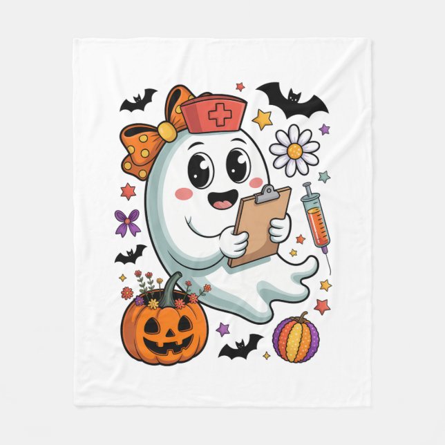 Freshly Boo'd Coffee Halloween Fleece Blanket (Front)