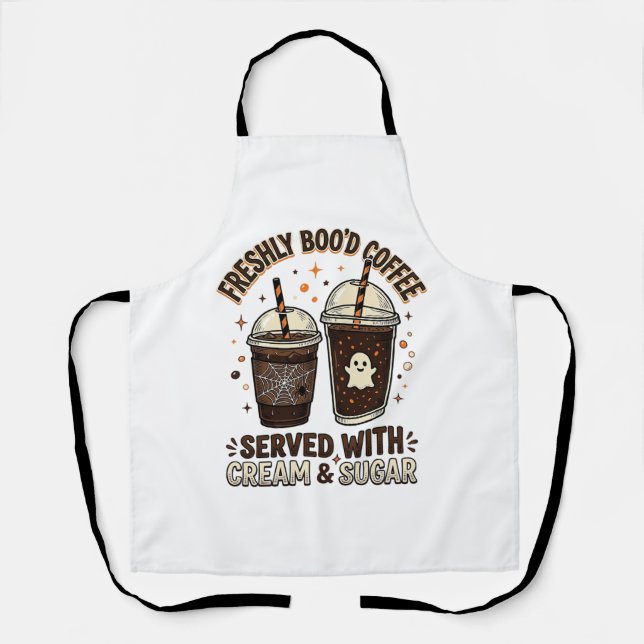 Freshly Bood Coffee Halloween Ghost Cup Apron (Front)
