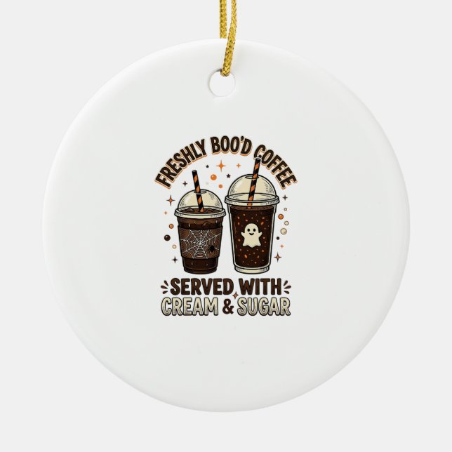 Freshly Bood Coffee Halloween Ghost Cup Ceramic Tree Decoration (Front)
