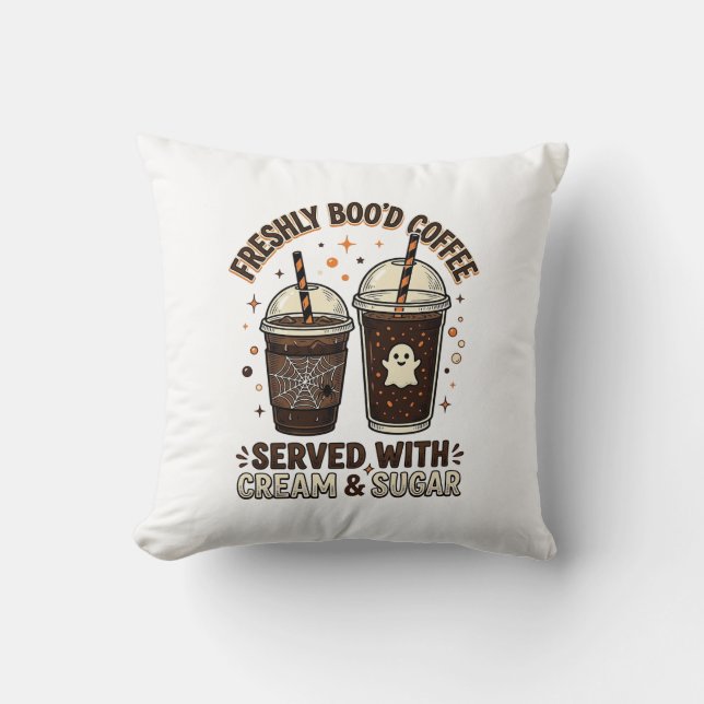 Freshly Bood Coffee Halloween Ghost Cup Cushion (Front)