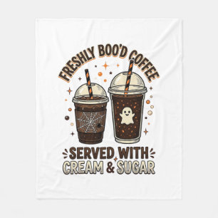 Freshly Bood Coffee Halloween Ghost Cup Fleece Blanket