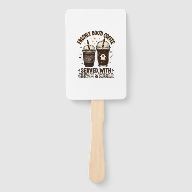 Freshly Bood Coffee Halloween Ghost Cup Hand Fan (Front)