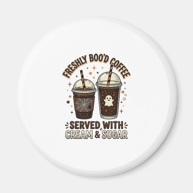 Freshly Bood Coffee Halloween Ghost Cup Magnet (Front)
