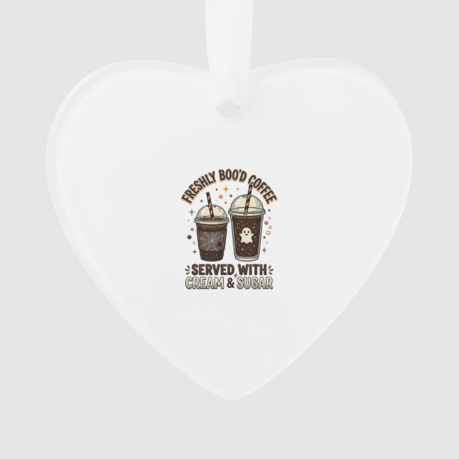 Freshly Bood Coffee Halloween Ghost Cup Ornament (Front)
