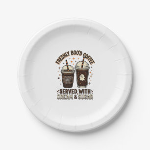 Freshly Bood Coffee Halloween Ghost Cup Paper Plate