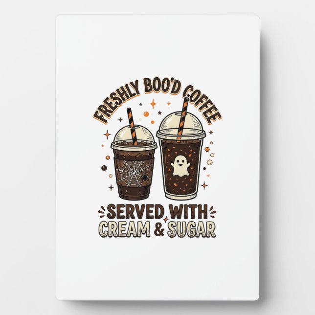 Freshly Bood Coffee Halloween Ghost Cup Plaque (Front)