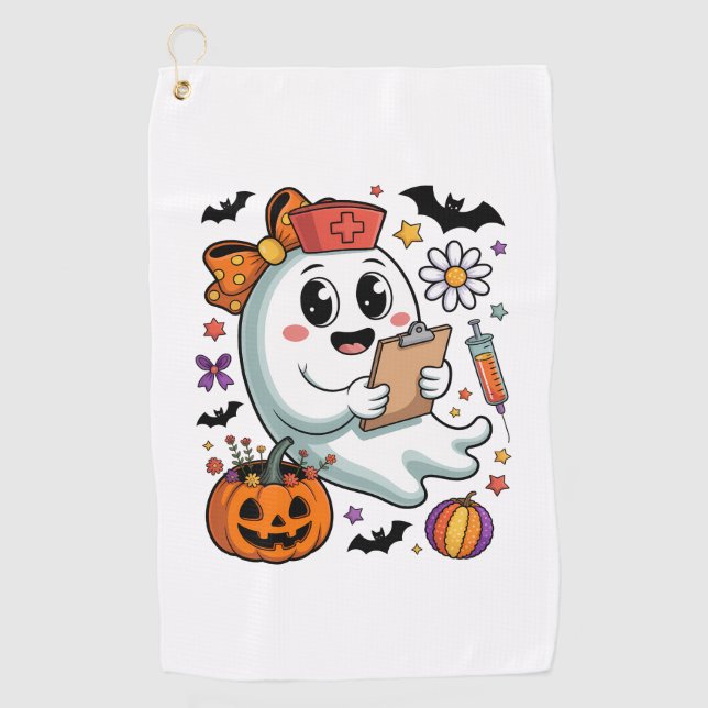 Freshly Boo'd Coffee Halloween Golf Towel (Front)