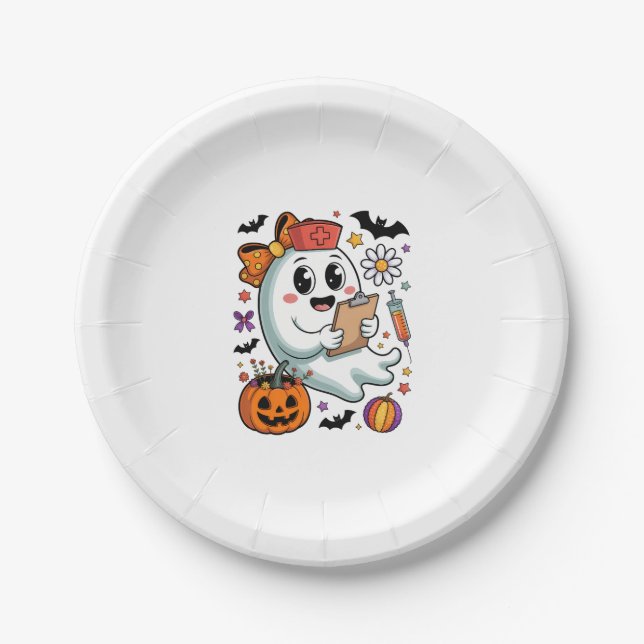 Freshly Boo'd Coffee Halloween Paper Plate (Front)