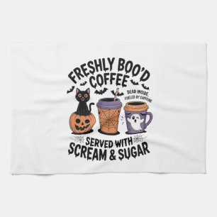Freshly Boo'd Coffee Halloween Tea Towel