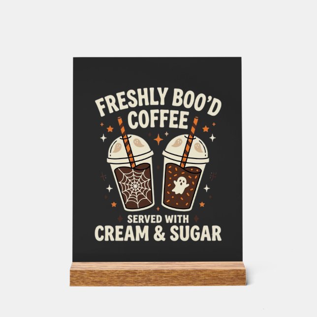 Freshly Bood Halloween Coffee Acrylic Sign (Front)