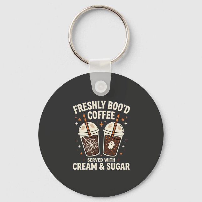 Freshly Bood Halloween Coffee Key Ring (Front)