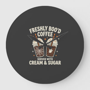 Freshly Bood Halloween Coffee Large Clock