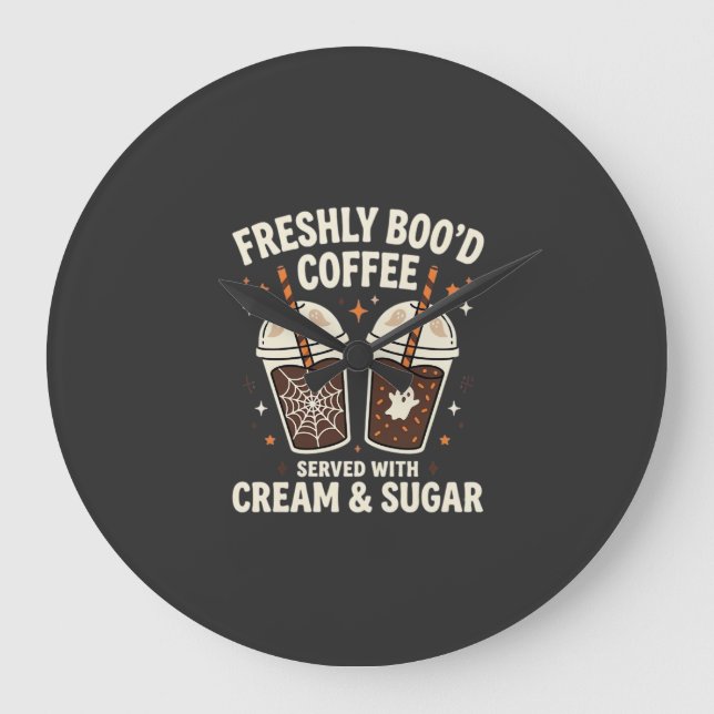 Freshly Bood Halloween Coffee Large Clock (Front)
