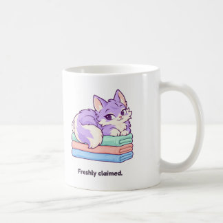 Freshly Claimed Cute Lilac Cat on Folded Laundry Coffee Mug