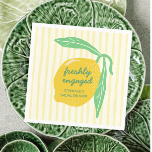 Freshly Engaged Lemon Citrus Yellow Bridal Shower Napkin