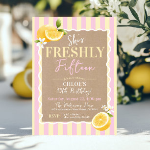 FRESHLY Fifteen Lemons Pink & Yellow 15th Birthday Invitation