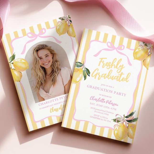 Freshly Graduated Coquette Graduation Invitation (Creator Uploaded)