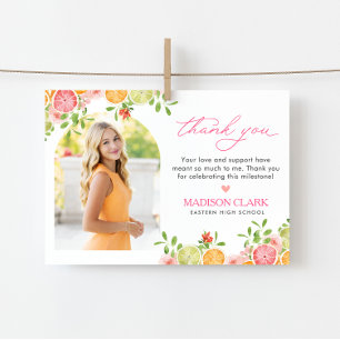 Freshly Graduated Floral Citrus Thank You Card