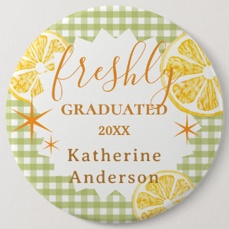 Freshly Graduated Lemon Gingaham  6 Cm Round Badge