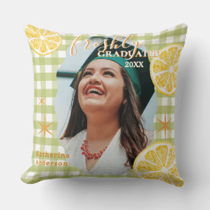 Freshly Graduated Lemon Gingaham Cushion