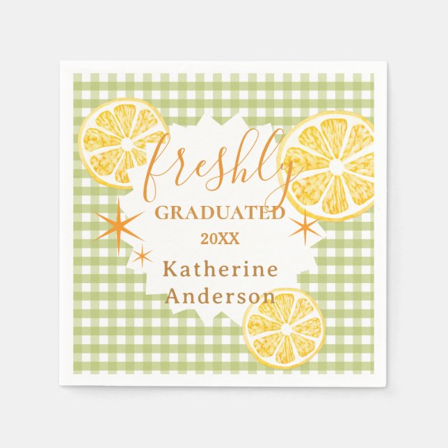 Freshly Graduated Lemon Gingaham  Napkin (Front)