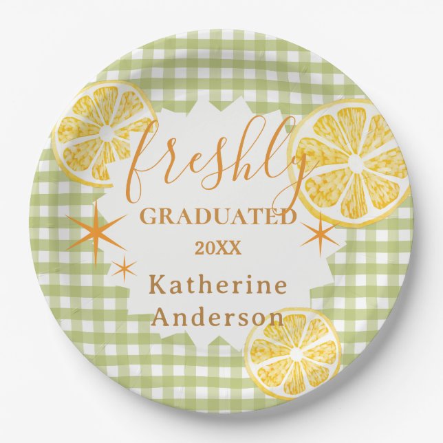 Freshly Graduated Lemon Gingaham  Paper Plate (Front)