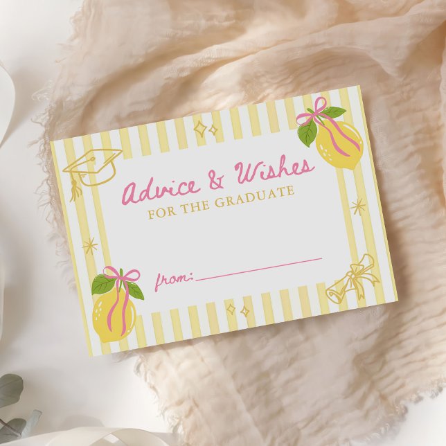 Freshly Graduated Lemon Graduation Advice Wishes Enclosure Card (Creator Uploaded)