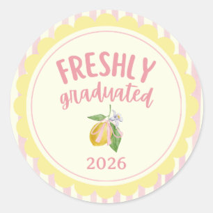 Freshly Graduated Lemon Graduation Cupcake Classic Round Sticker