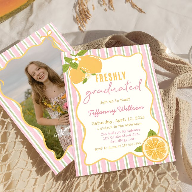 Freshly Graduated Lemon Graduation Party Invitation (Creator Uploaded)