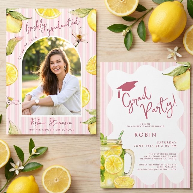 Freshly Graduated Lemon Graduation Party Invitation (Creator Uploaded)