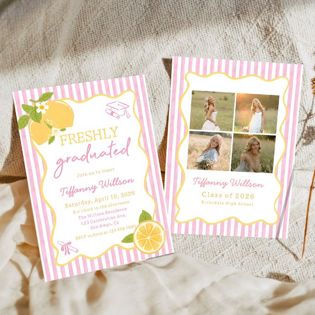 Freshly Graduated Lemon Graduation Party Invitation (Creator Uploaded)