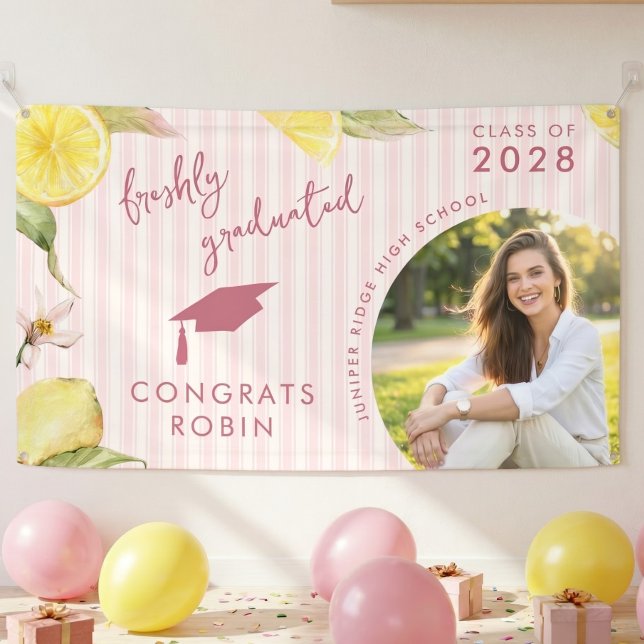 Freshly Graduated Lemon Graduation Party Sign (Creator Uploaded)