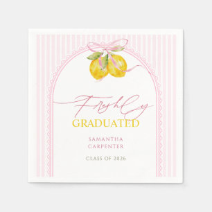 freshly graduated Lemon pink bow graduation PARTY  Napkin