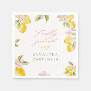 Freshly graduated lemon pink floral napkin