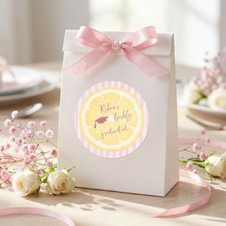 Freshly Graduated Lemon Stripes Grad Party Classic Round Sticker