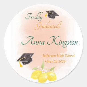 Freshly Graduated Lemon them Personalised Classic Round Sticker