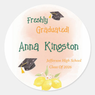 Freshly Graduated Lemon them Personalised Classic Round Sticker