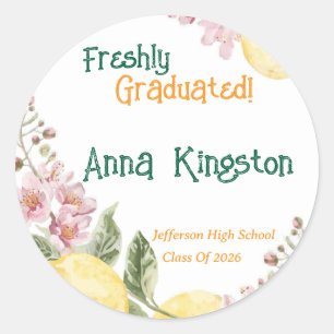 Freshly Graduated Lemon them Personalised Classic Round Sticker