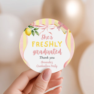 Freshly Graduated Lemonade Lemon Graduation Party Classic Round Sticker