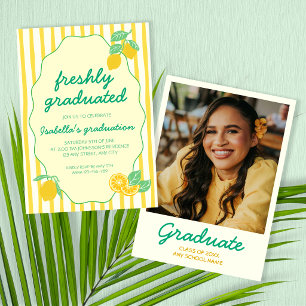 Freshly Graduated Photo Lemon Citrus Graduation Invitation