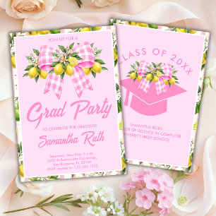 Freshly Graduated Pink Lemon Graduation Invitation