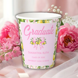 Freshly Graduated Pink Lemon Graduation Paper Cups