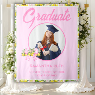 Freshly Graduated Pink Lemon Photo Grad Backdrop Tapestry
