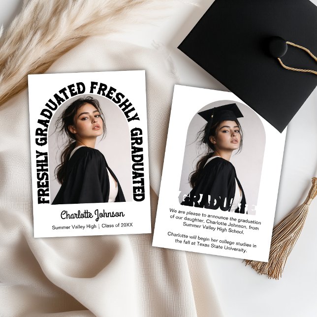 Freshly Graduated Retro Graduation Announcement (Creator Uploaded)