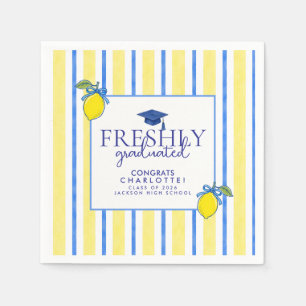 Freshly Graduated Watercolor Lemon Graduation Napkin