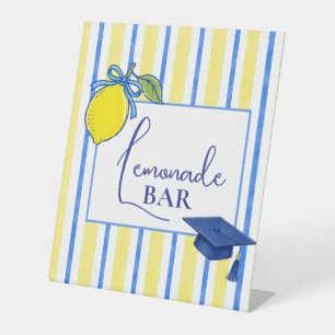 Freshly Graduated Watercolor Lemon Graduation Pedestal Sign
